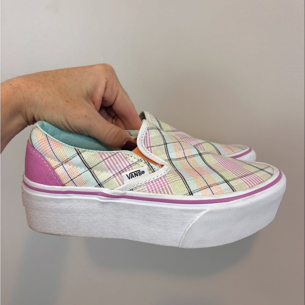 Vans Stackform Platform Multicolor Plaid Slip-On Shoes